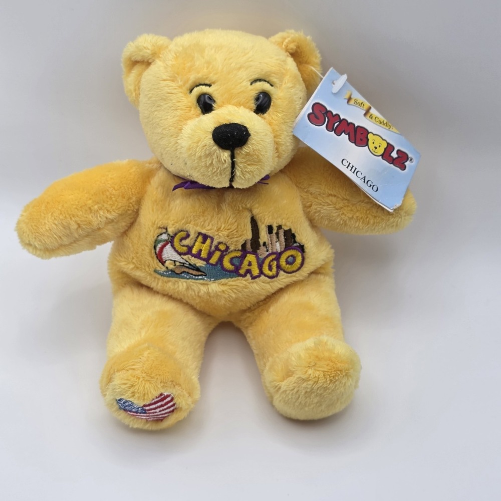 Symbolz 2006 Orange Bear Chicago Plush Stuffed Animal Bean‎ Bag 7.5" Souvenir